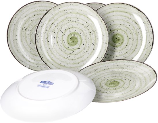 Lot De 6 Assiettes Creuses Van Well En Porcelaine - Beige, Vaisselle Robuste Et Élégante Pour Quotidien
