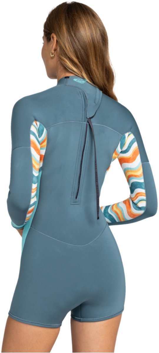 2025 Roxy Dames Swell Series 2mm Lange Mouwen Rug Ritssluiting Shorty