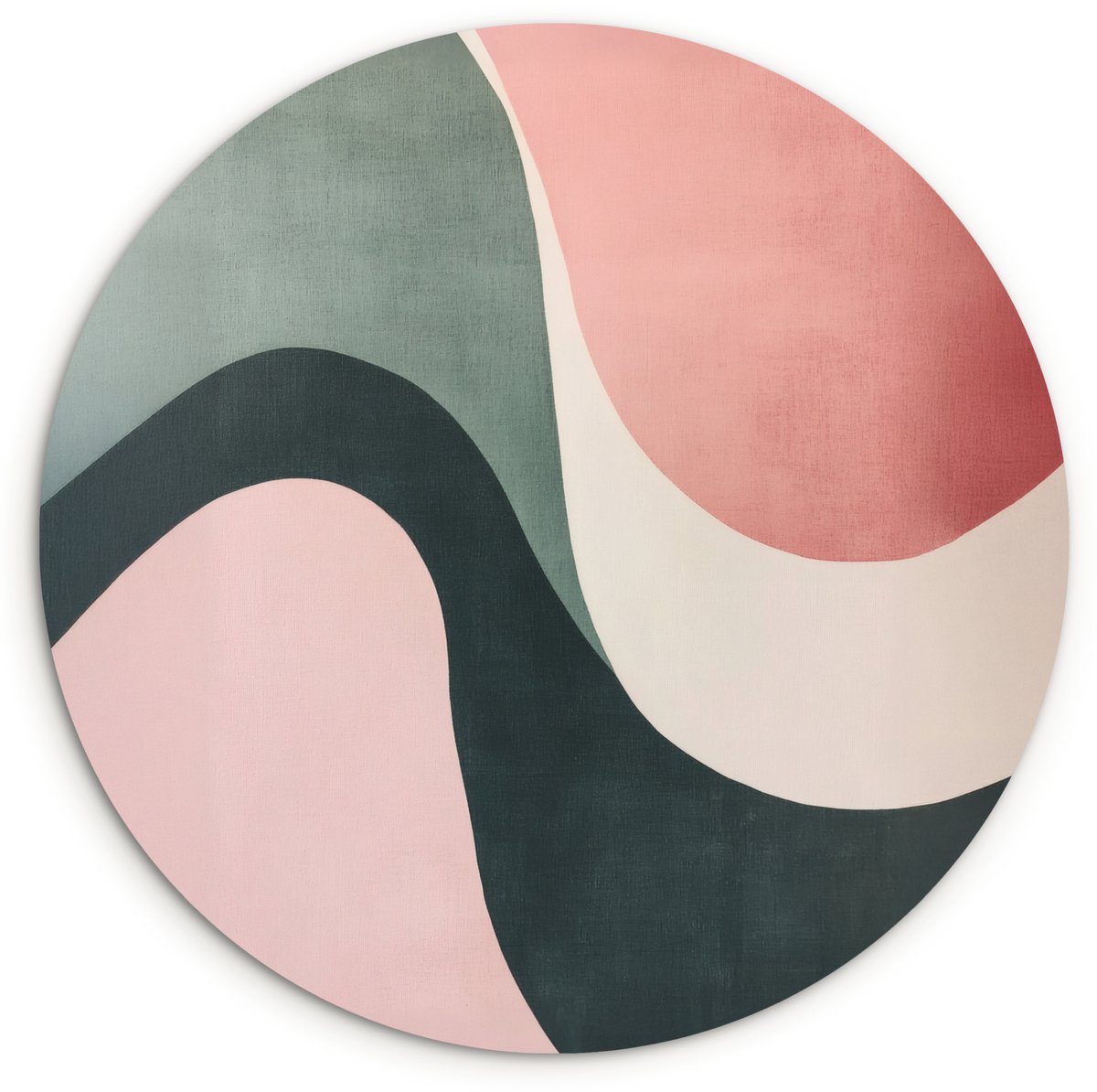 WallCircle Wandcirkel 140x140 cm - Muurcirkel Abstract - Golven - Sierlijk - Roze - Muurdecoratie woonkamer - Wanddecoratie slaapkamer - Kamer decoratie accessoires - Ronde schilderijen