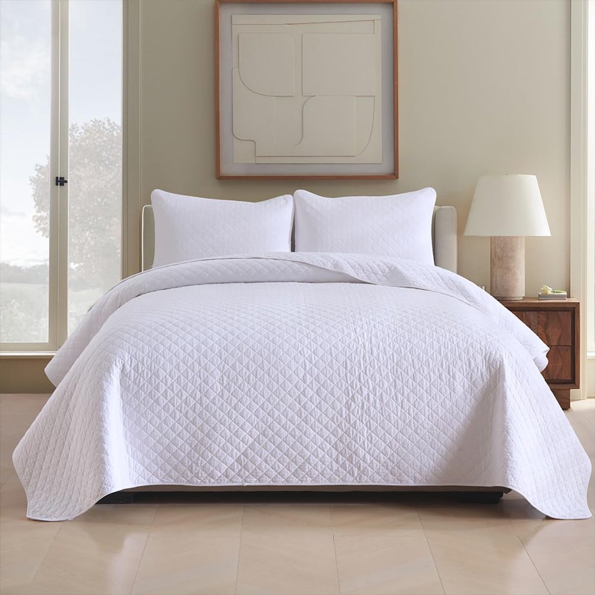 Unyqoos Zacht en Elegant Bedsprei Set voor Elke Slaapkamer, 3-Delig, 220 x 240 cm, Inclusief Kussenslopen wit