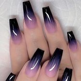 24 pièces de faux ongles cercueil longs - à coller sur les ongles français