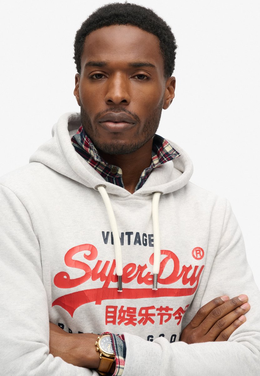 Superdry Duo Vintage hoodie met logo Heren Hoodies Grijs