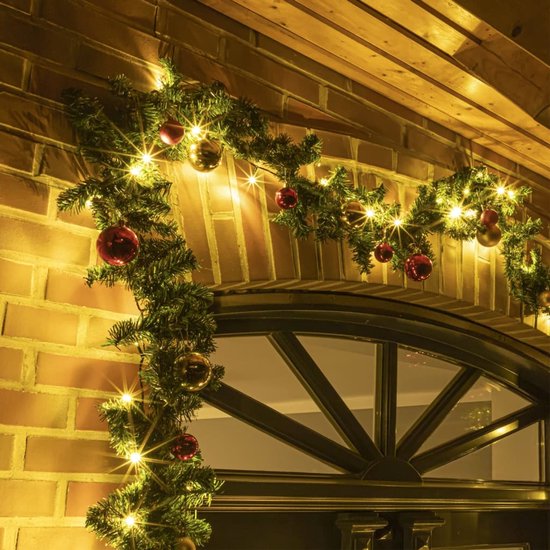Kerstslinger met verlichting, 10 m dennenslinger met verlichting, slinger met 8 modi en timer, afstandsbediening, voor binnen en buiten, groen, 10 m