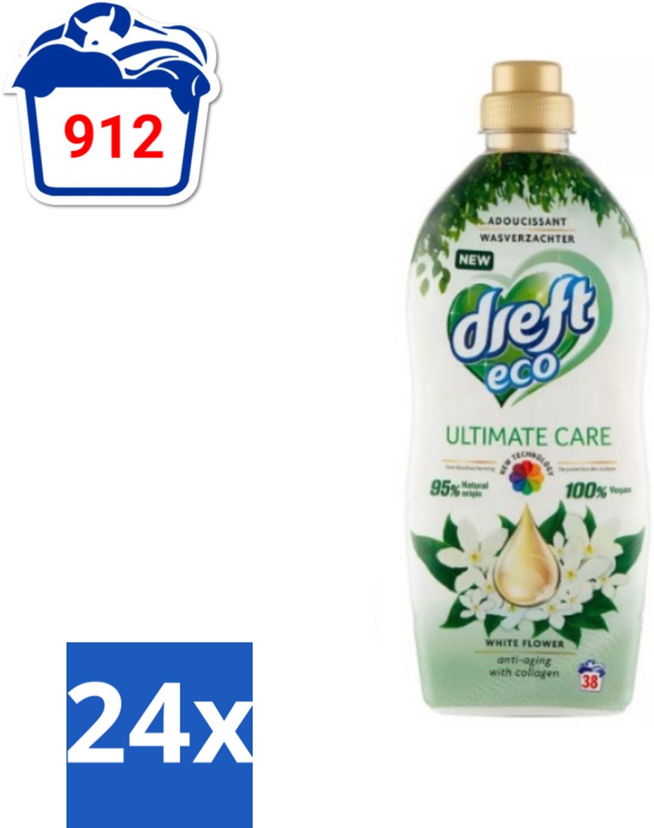 24 x Dreft ECO - Wasverzachter - Gekleurde Was - Witte Bloem - Anti-Veroudering - 38 Wasbeurten - Wasverzachter - Kleurbescherming - Anti-aging - Collageen - Wasgoed