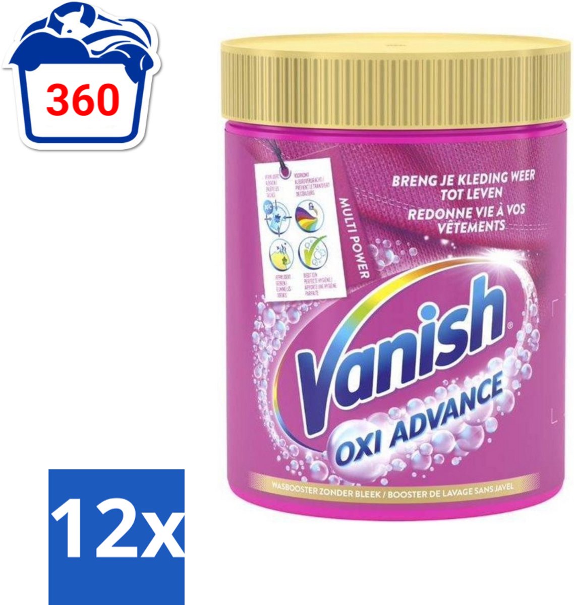 12 x Vanish Oxi Advance - Vlekkenverwijderaar Poeder - Zonder Bleek - Gekleurde Was - 840 Gram - Vlekkenverwijderaar - Wasbooster - Vlekken Verwijderen - Gekleurde Was - Wasmiddel