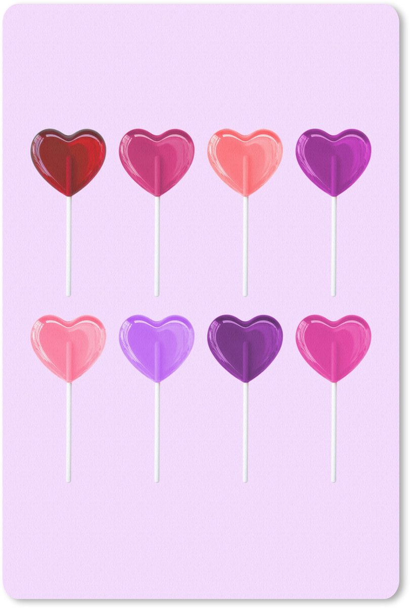 Muismat 18x27 cm - Mousepad Lolly - Hart - Roze - Snoep - Muismatten