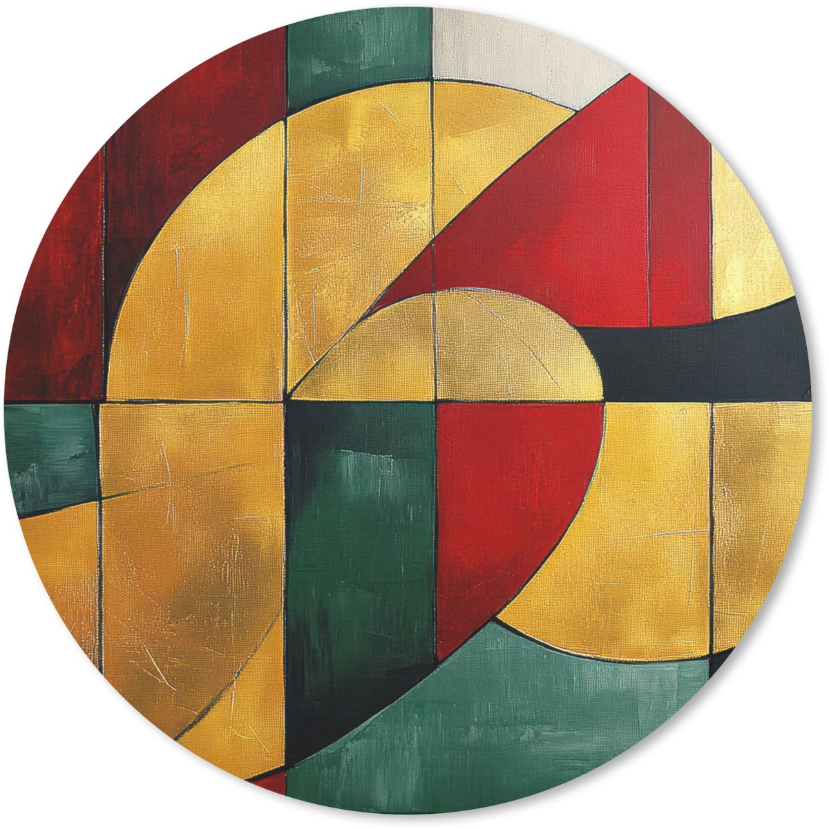 Muismat rond 50x50 cm - Mousepad Abstract - Kerst - Goud - Rood - Groen - Ronde muismatten