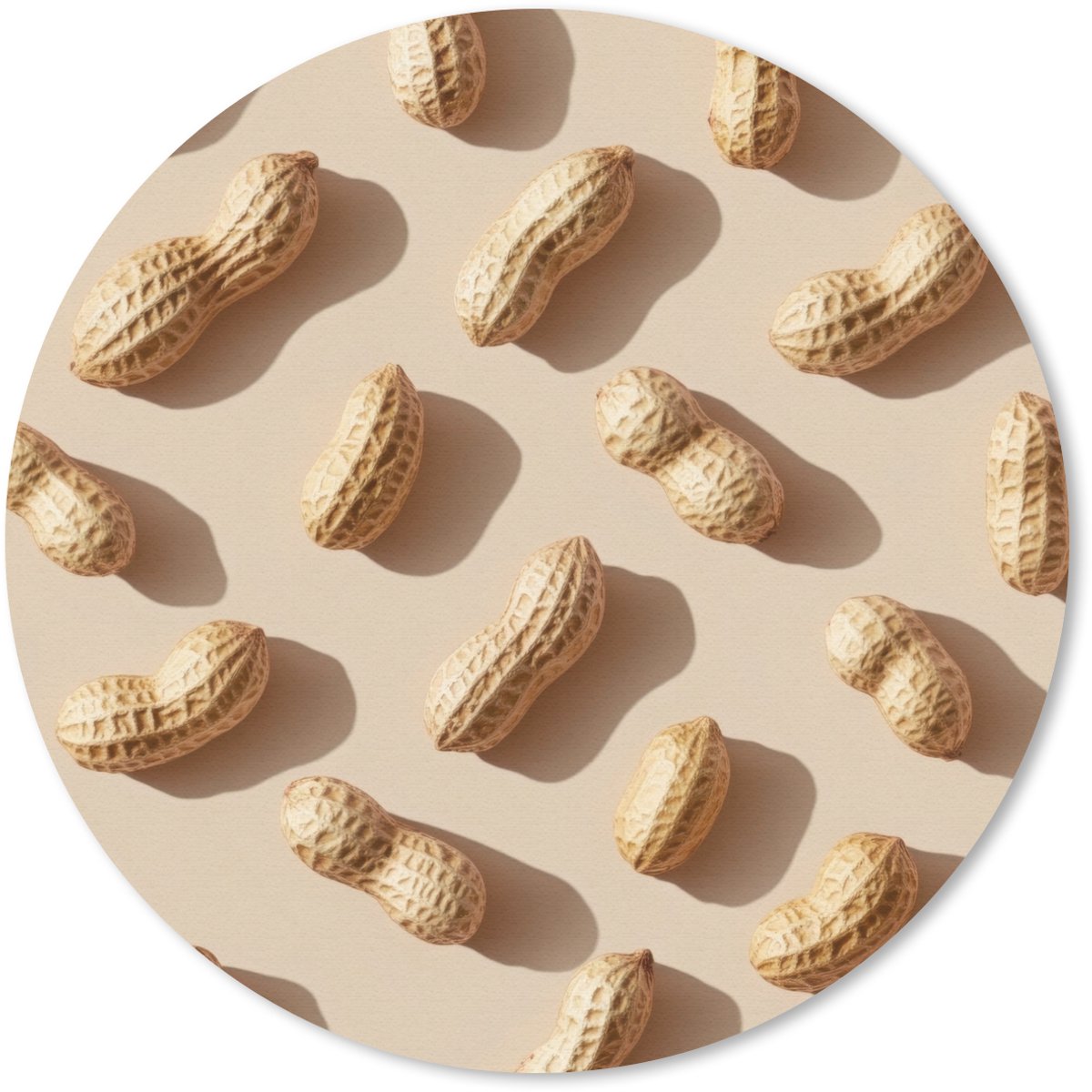 Muismat rond 30x30 cm - Mousepad Pinda's - Patroon - Beige - Ronde muismatten