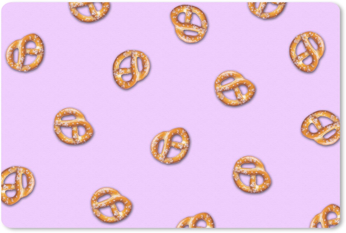Muismat 27x18 cm - Mousepad Pretzels - Eten - Paars - Muismatten