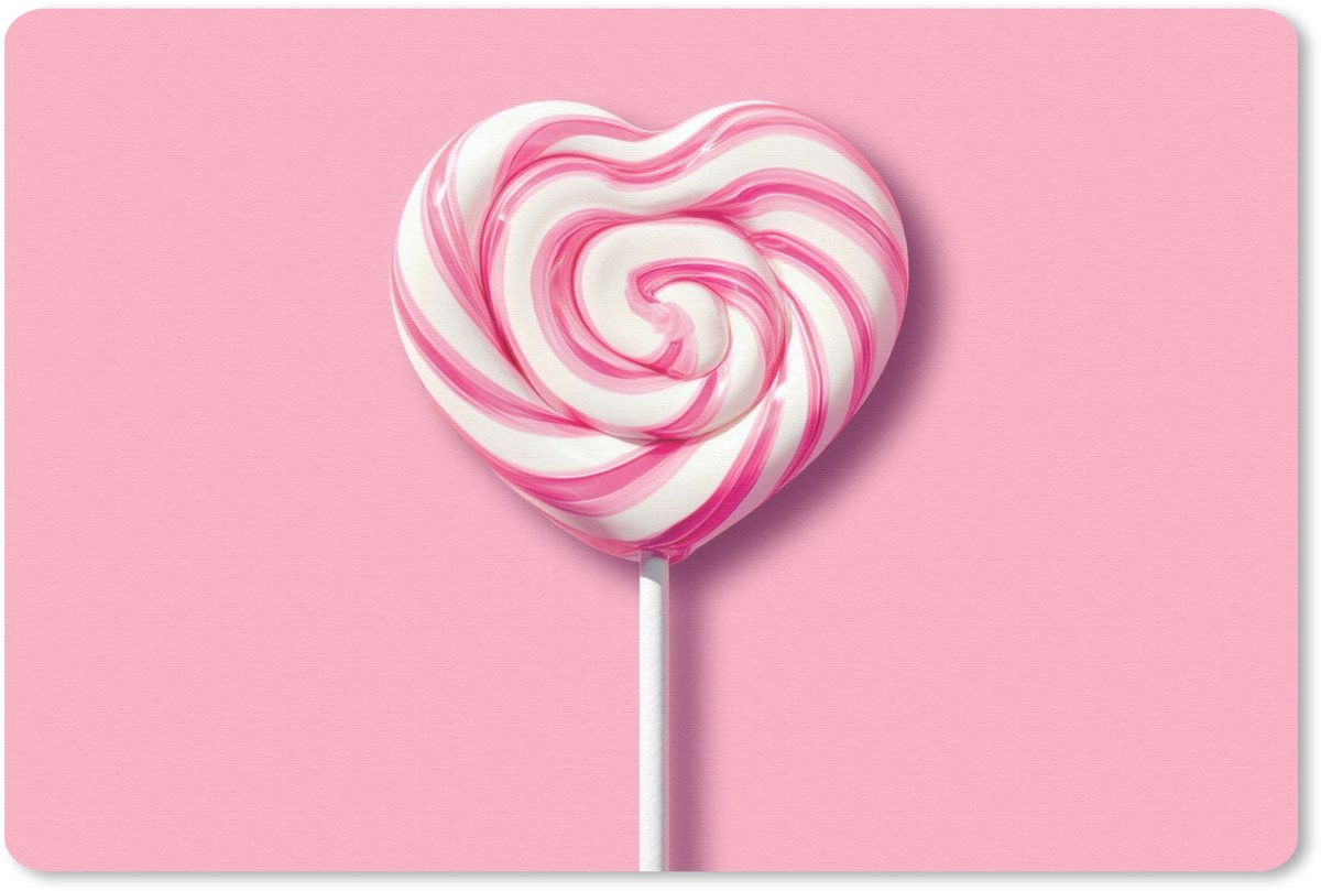 Muismat 27x18 cm - Mousepad Snoep - Lolly - Hart- Roze - Muismatten