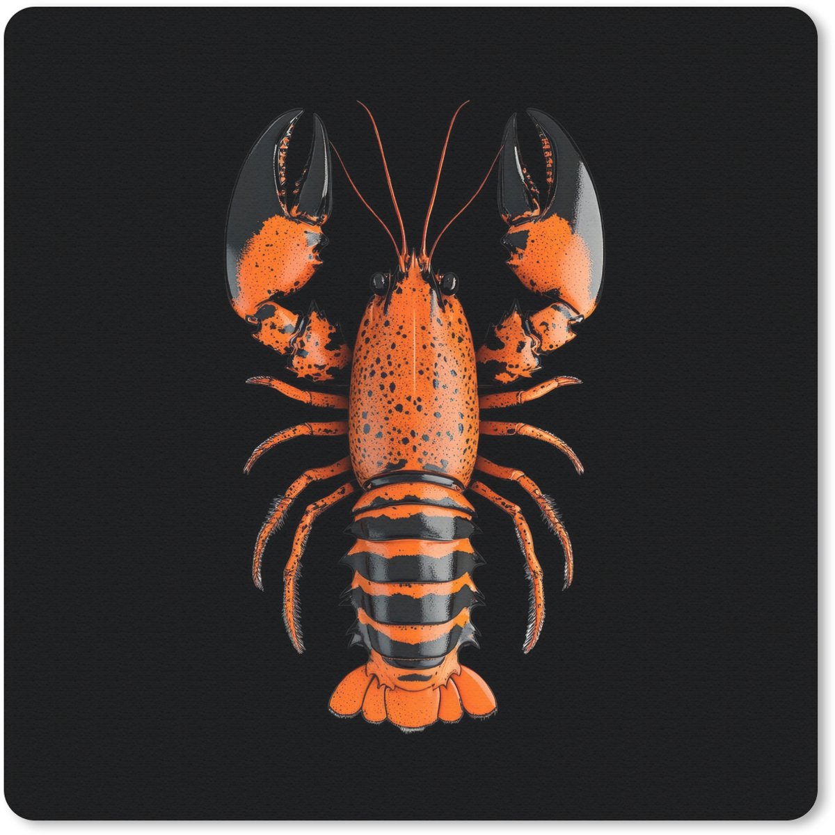 Muismat 30x30 cm - Mousepad Kreeft - Oranje - Zwart - Modern - Muismatten