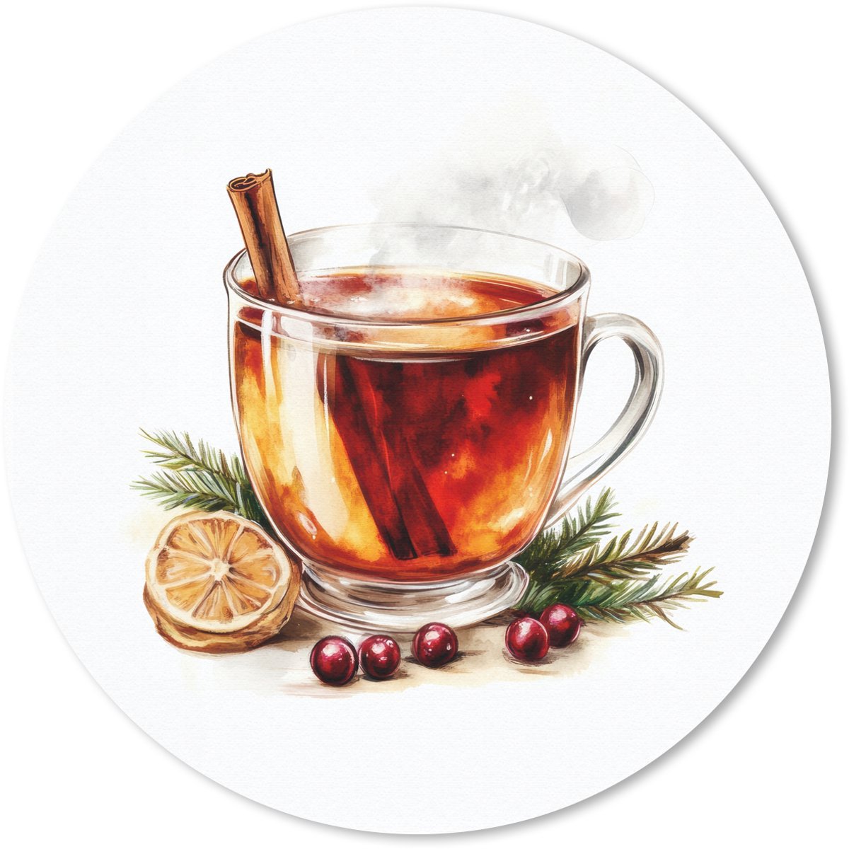 Muismat rond 50x50 cm - Mousepad Thee - Warm - Winter - Sfeer - Ronde muismatten