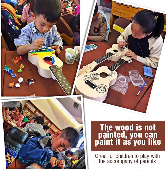 Ukelele DIY Kit - Maak Je Eigen Ukelele Paintable Met Installatiehandleiding En Gereedschapsset Voor Kinderen En Volwassenen