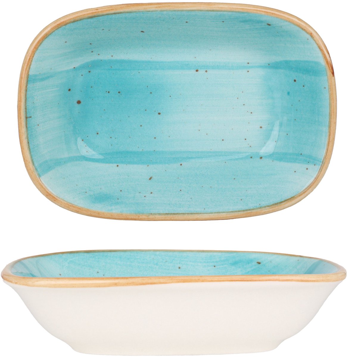 Bonna Serveerschaal - Aqua - Porselein - 12x8.5 cm - set van 2