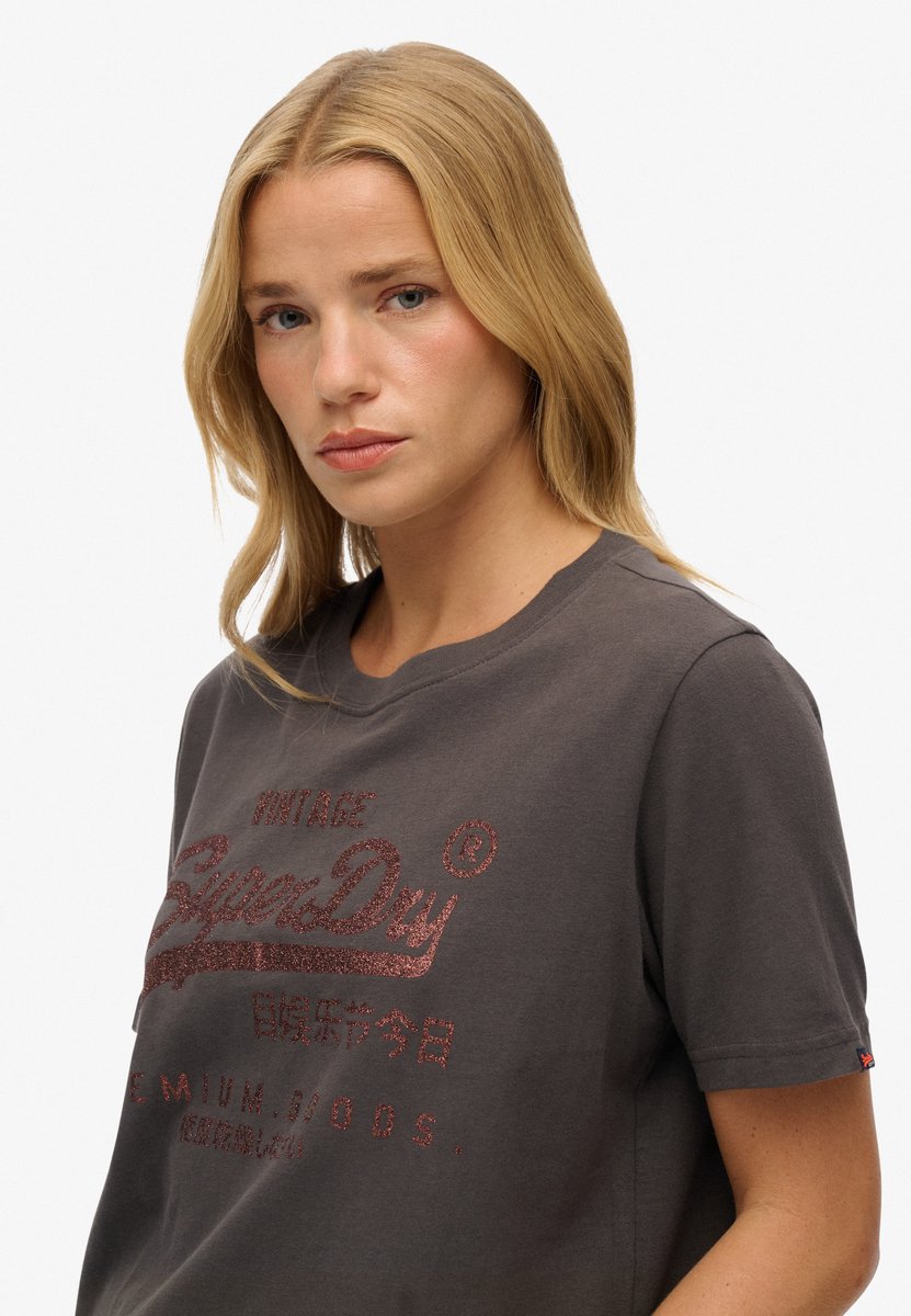Superdry Vintage T-shirt met versierd logo en relaxte pasvorm Dames T-shirts Zwart