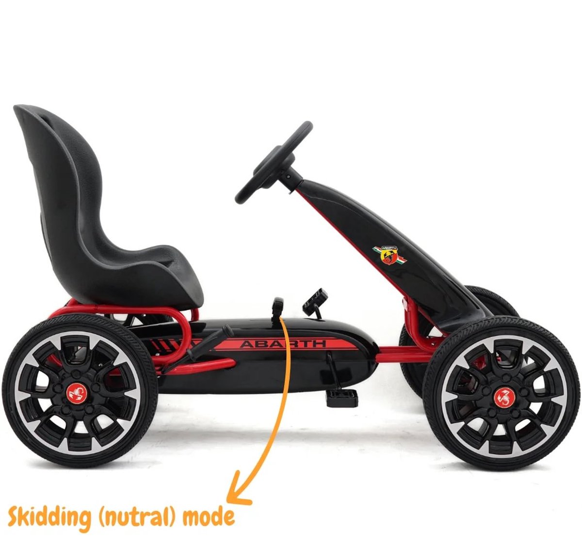 Abarth Skelter 3 tot 7 jaar – Officieel Gelicentieerde Go Kart met Skiddingmodus & EVA-Wielen – Kindervoertuig met Verstelbaar Zadel & Handrem – Zwart — afbeelding 6
