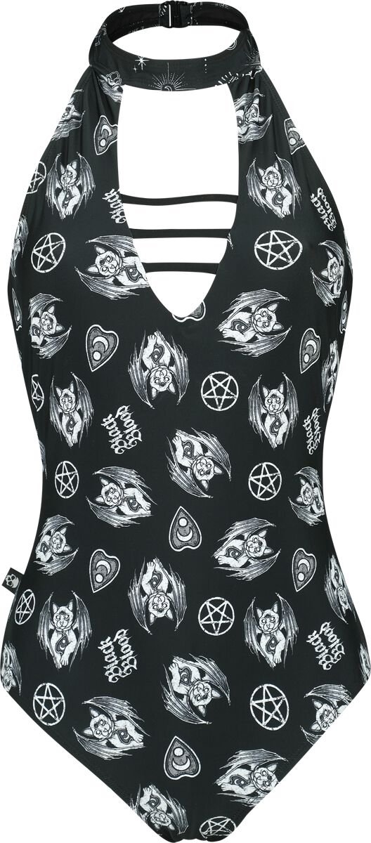 Gothicana Zwart/wit halternek zwempak met clipsluiting - Dames - S