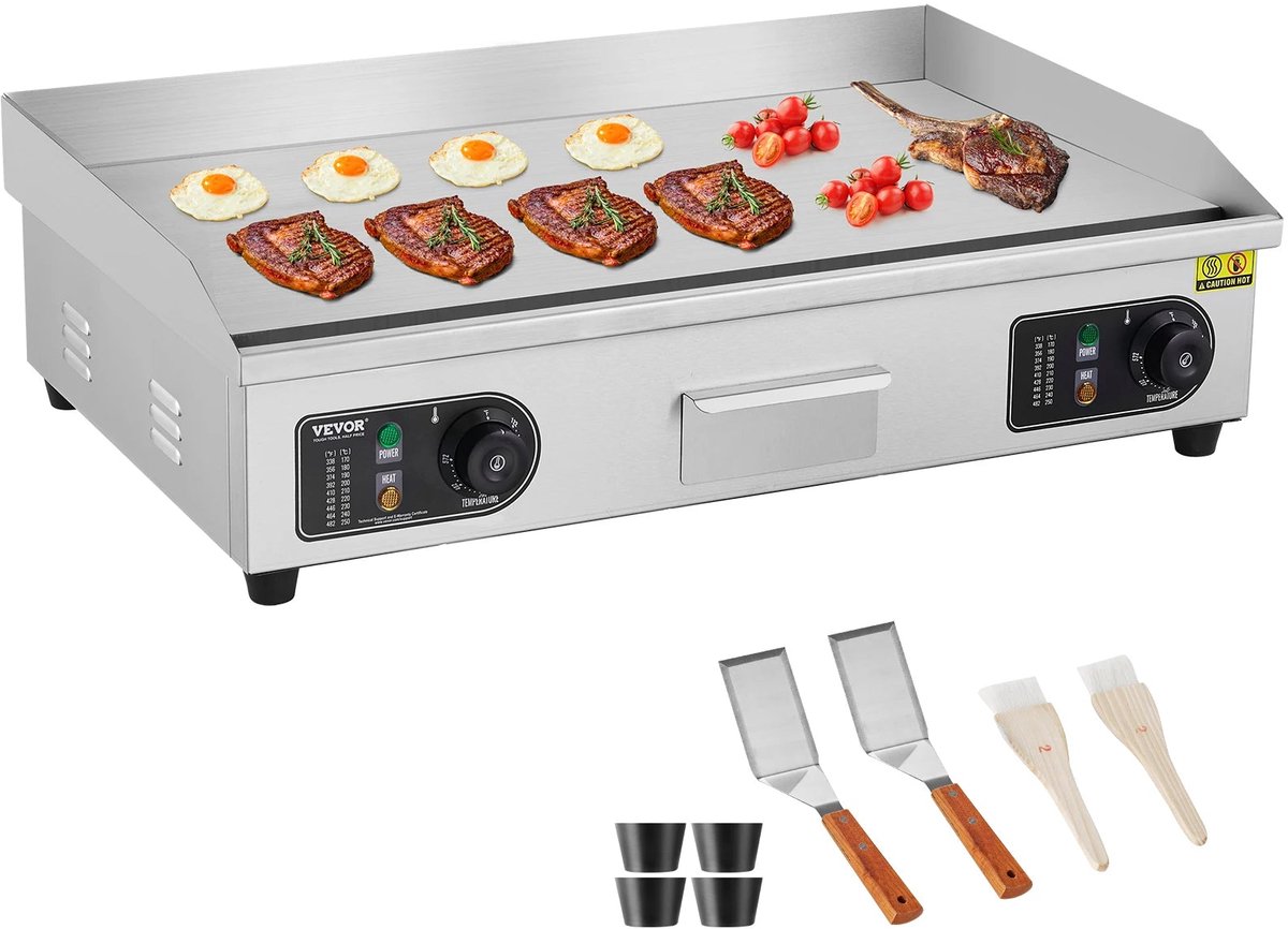 Bakplaat - Elektrische Bakplaat - Grill - Grill Apparaat - Grill Plaat - 26 inch - 4000W - Horeca Grillplaat voor Perfect Grillen