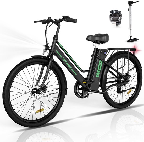 Hitway Elektrische Fiets BK8S - Trendy 26 Inch City Commuter EBike met Afneembare Lithium Batterij - E-Bike met 250W Motor - Damesfiets - IP54 Waterdicht