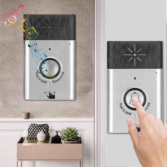 Draadloze deurbel met intercominstallatie voor buiten - Bereik van 200 mm — afbeelding 2