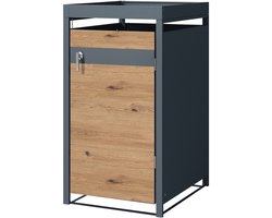 Kliko ombouw, Container ombouw met plantendak 1er tot 240L 68x80x124 cm gemaakt van staal in eiken look ML design