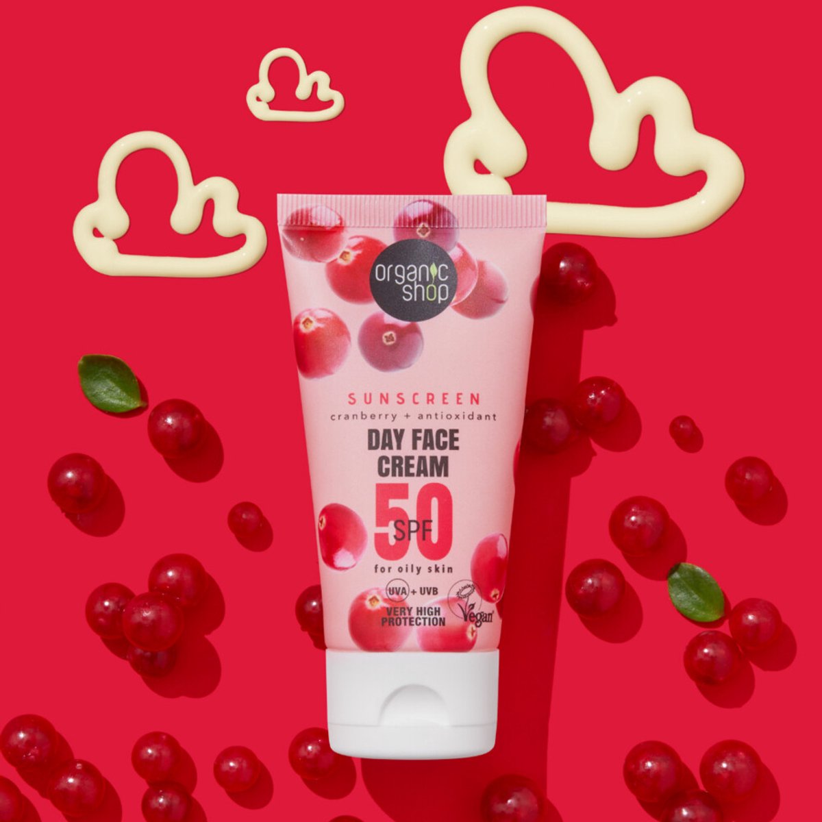 Goedkoopste 3x Organic Shop Zonnebrandcréme Gezicht SPF 50 Vette huid 50 ml