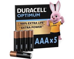 Piles alcalines AAA Duracell Optimum, 1,5 V LR03 MX2400, 5 pièces