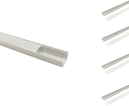 Aluminium profiel van 2 meter, geschikt voor ledstrips/strips van 2000 x 17 x 7 mm aluminium strip (wit aluminium profiel inclusief melkwitte afdekking voor ledstrips