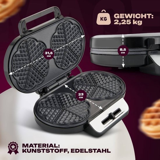 Clatronic WA 3745 - dubbel wafelijzer - RVS afwerking van Clatronic — afbeelding 4