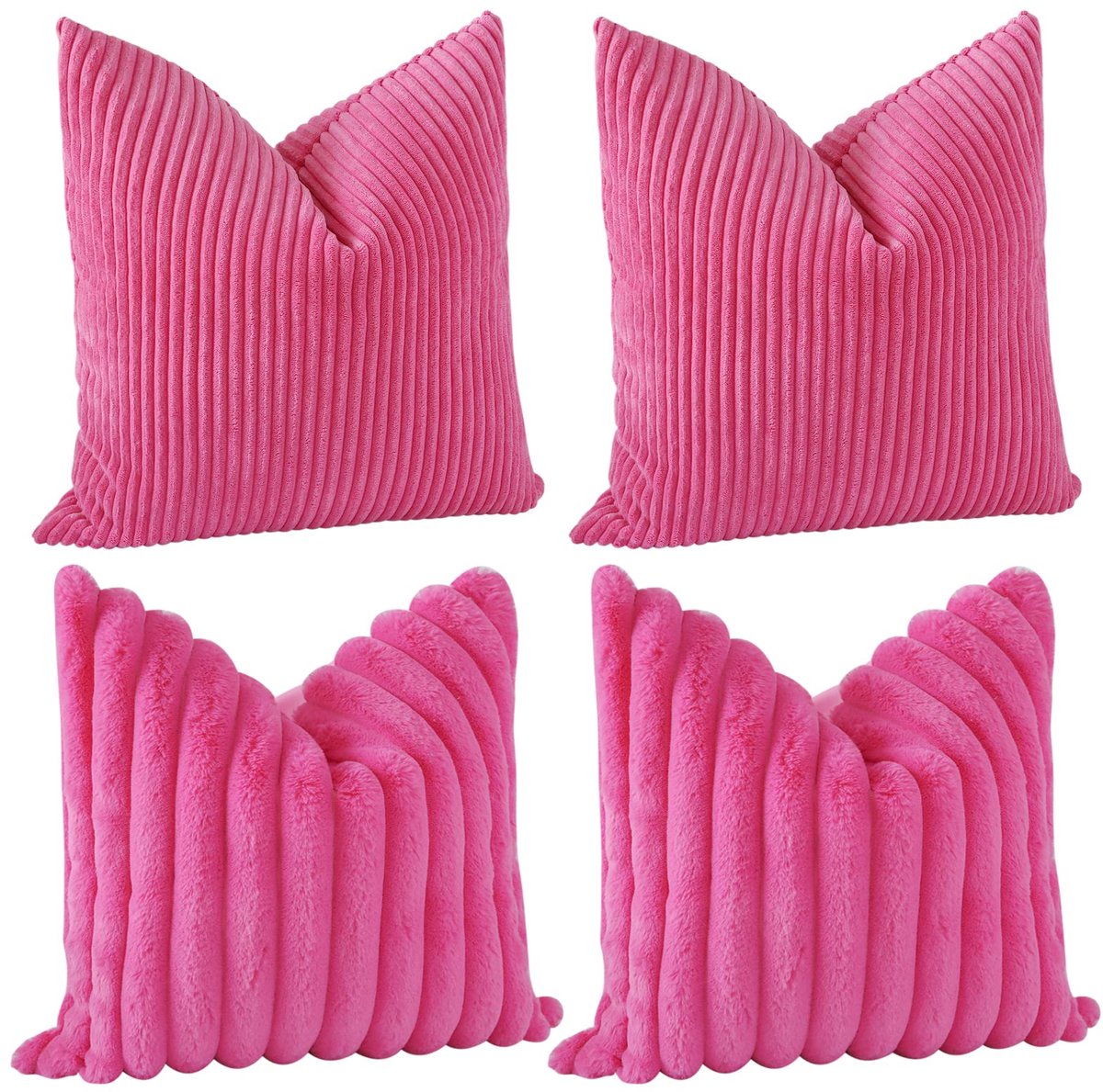 Ibenzoa Kleurrijke Set van 4 Stijlvolle Kussenhoezen voor Huis en Kantoor, 45 x 45 cm, Warme Tinten roze
