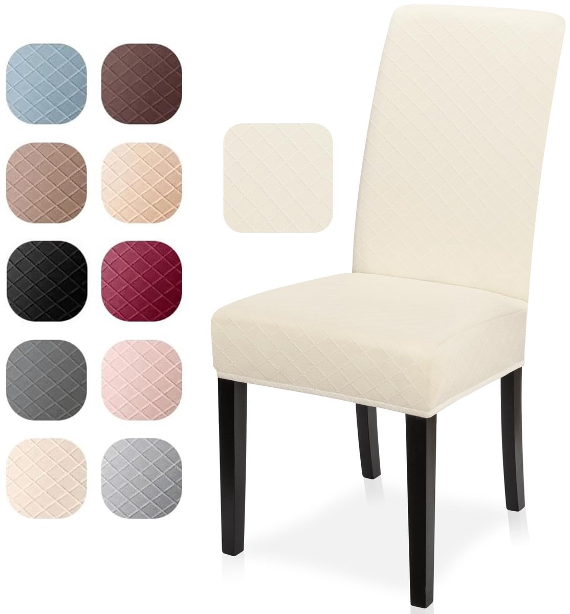Ibenzoa® Universele Stretch Stoelhoes Set van 4 - Jacquard Stoffering