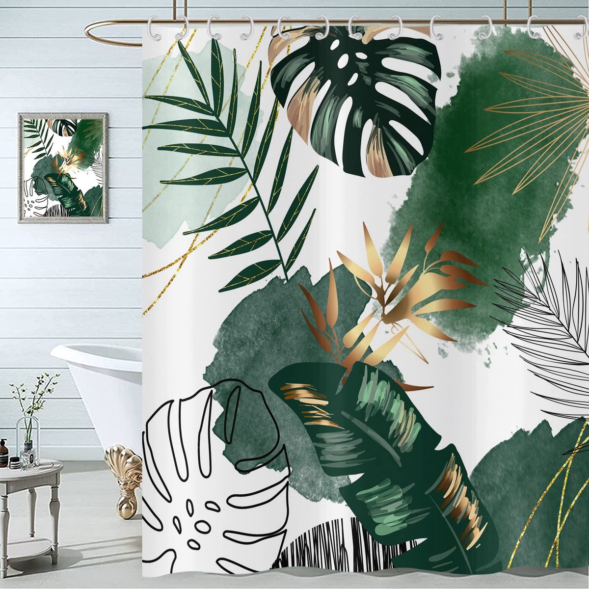 Ibenzoa® Elegant Polyester Douchegordijn met Tropische Abstracte Bladeren - 180x180 cm