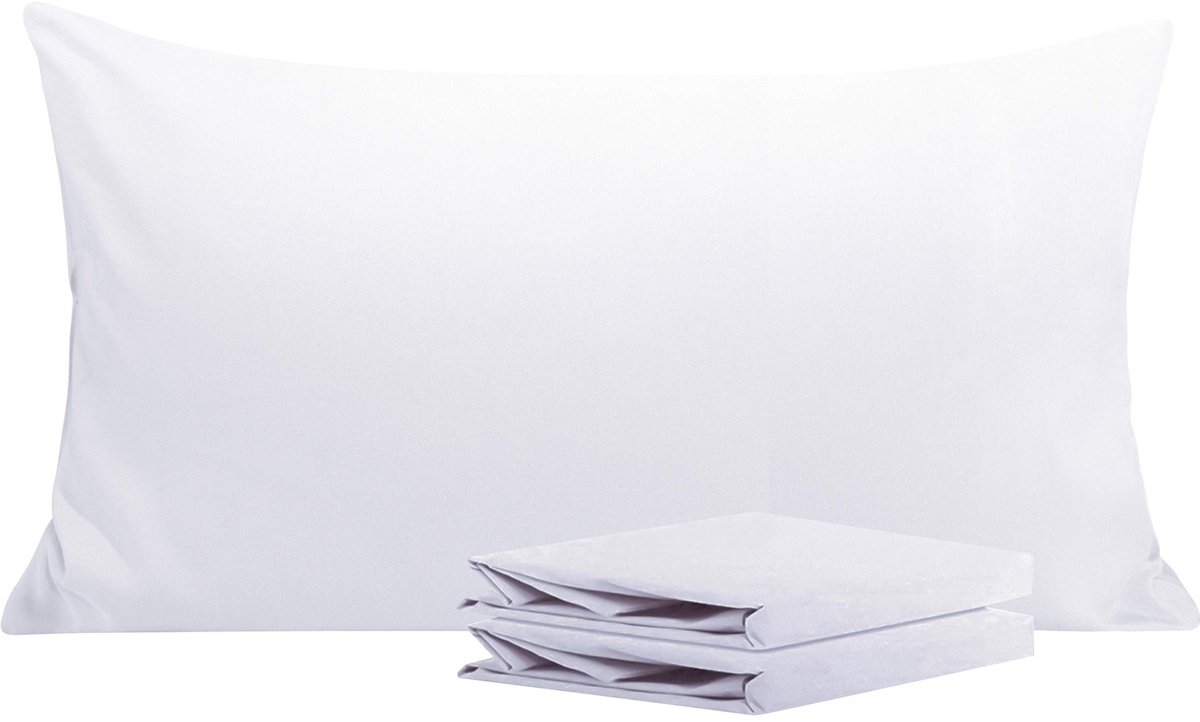 Ibenzoa Set van 2 Zachte Kussenslopen van 40x80 cm – Wit, Microvezel