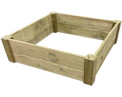 Moestuinbed met Hoekpalen en Worteldoek Geïmpregneerd 120 x 120 x 27 cm