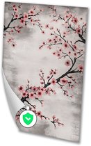 Bloesemtakken op rustige achtergrond - Bloesem poster - Muurdecoratie bloemen - Japandi - Wanddecoratie klassiek - Decoratie woonkamer - poster 70x100 cm