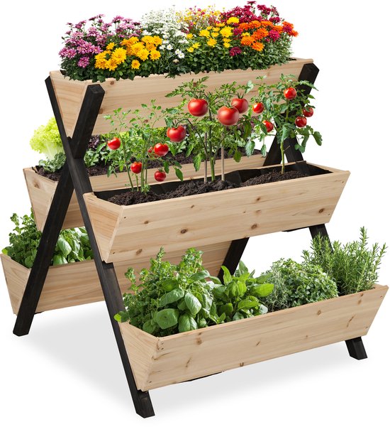 verticale tuin - 82 x 75 x 90 cm - 5 vakken - buiten - balkon - hout