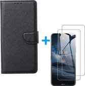 Nokia 8.3 - Bookcase Zwart - portemonee hoesje met 2 stuks Glas Screen protector