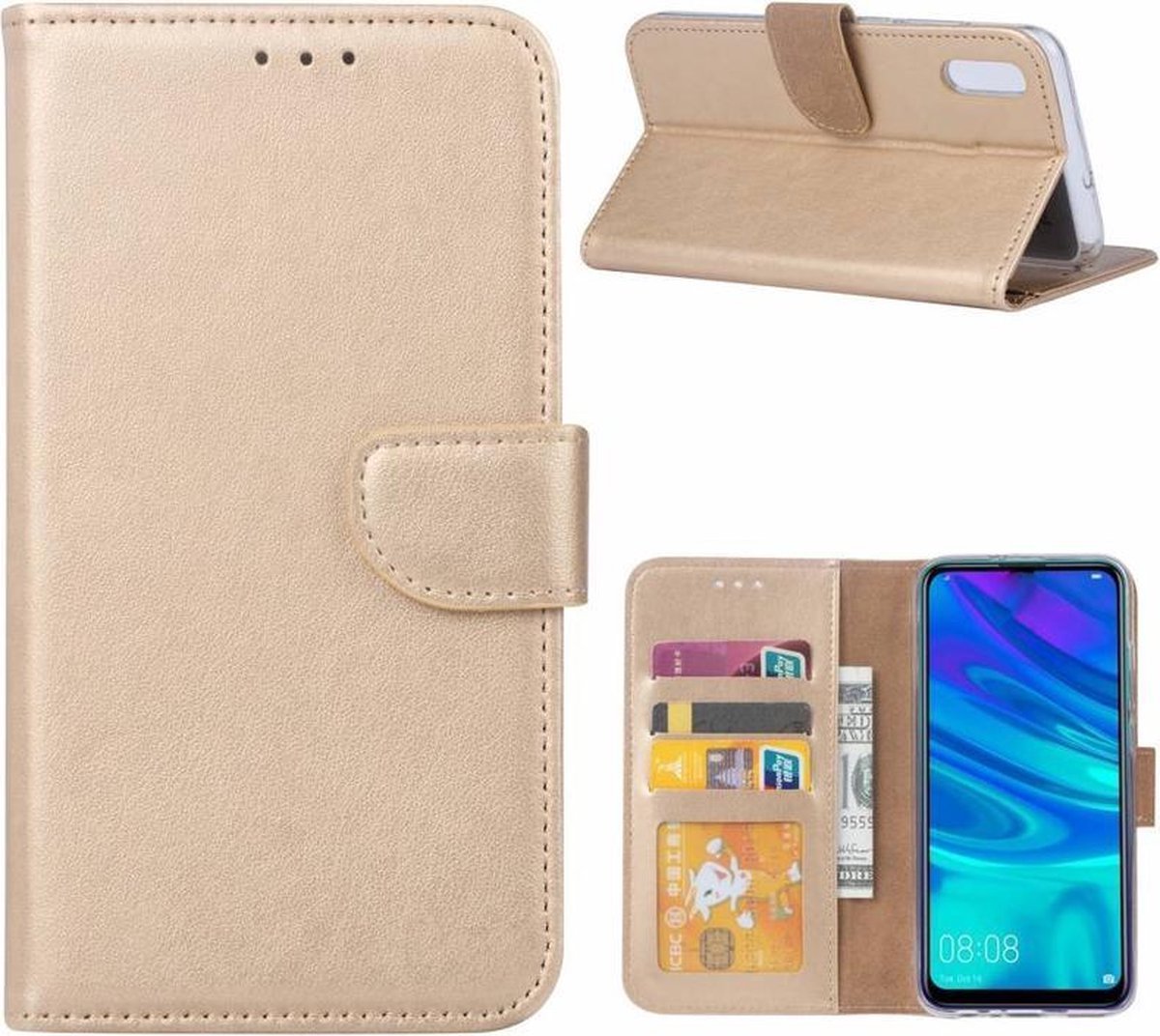 hoesje Geschikt voor: Huawei P Smart S book case goud