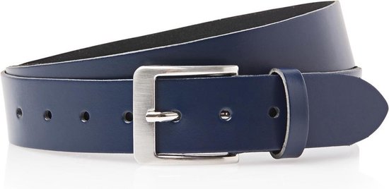 Timbelt Leren Jeans Riem - Dames en Heren - 40601 - Riemstrook 4 cm - Echt Leer - Blauw - Riemmaat 85