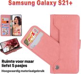 EmpX.nl Samsung S21 Plus Rose Goud Boekhoesje | Portemonnee Book Case | Flip Cover Hoesje | Met Multi Stand Functie | Kaarthouder Card | Beschermhoes Sleeve | Met Pasjeshouder & Ma