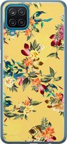 Samsung A12 hoesje siliconen - Floral days | Samsung Galaxy A12 case | geel | TPU backcover transparant