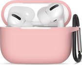 Apple Airpods Pro ultra dunne siliconen cover - extra dunne Apple Airpods siliconen cover met sleutelhanger - Babyroze
