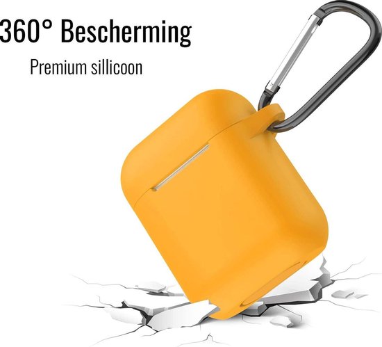 Housse en silicone ultra fine pour Apple Airpods 1 et 2 - Housse en silicone extra fine pour Apple Airpods avec porte-clés - Oranje