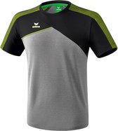 Erima Premium One 2.0 T-Shirt - Grey Melange / Zwart / Lime Pop | Maat: XL