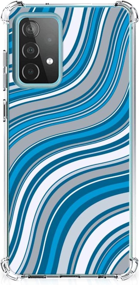 Samsung Galaxy A52 4G/5G Doorzichtige Silicone Hoesje Waves Blue