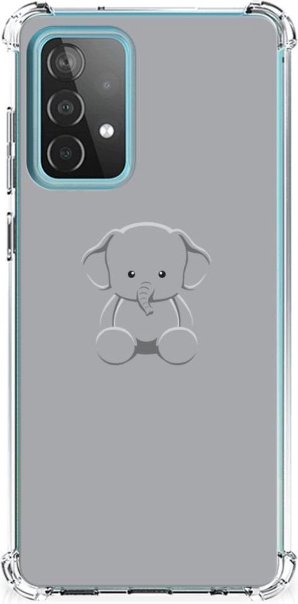 Samsung Galaxy A52 4G/5G Stevig Bumper Hoesje Grijs Baby Olifant