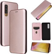 Voor Fujitsu Arrows NX9 F-52A Koolstofvezel Textuur Magnetische Horizontale Flip TPU + PC + PU Lederen Case met Kaartsleuf (Roze)