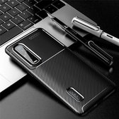 Voor OPPO Find X2 Pro Carbon Fibre Texture Shockproof TPU Case (Zwart)