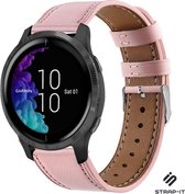 Leer Smartwatch bandje - Geschikt voor  Garmin Venu bandje leer - roze - Strap-it Horlogeband / Polsband / Armband