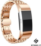 Stalen Smartwatch bandje - Geschikt voor  Fitbit Charge 3 stalen draak bandje - rosé goud - Strap-it Horlogeband / Polsband / Armband